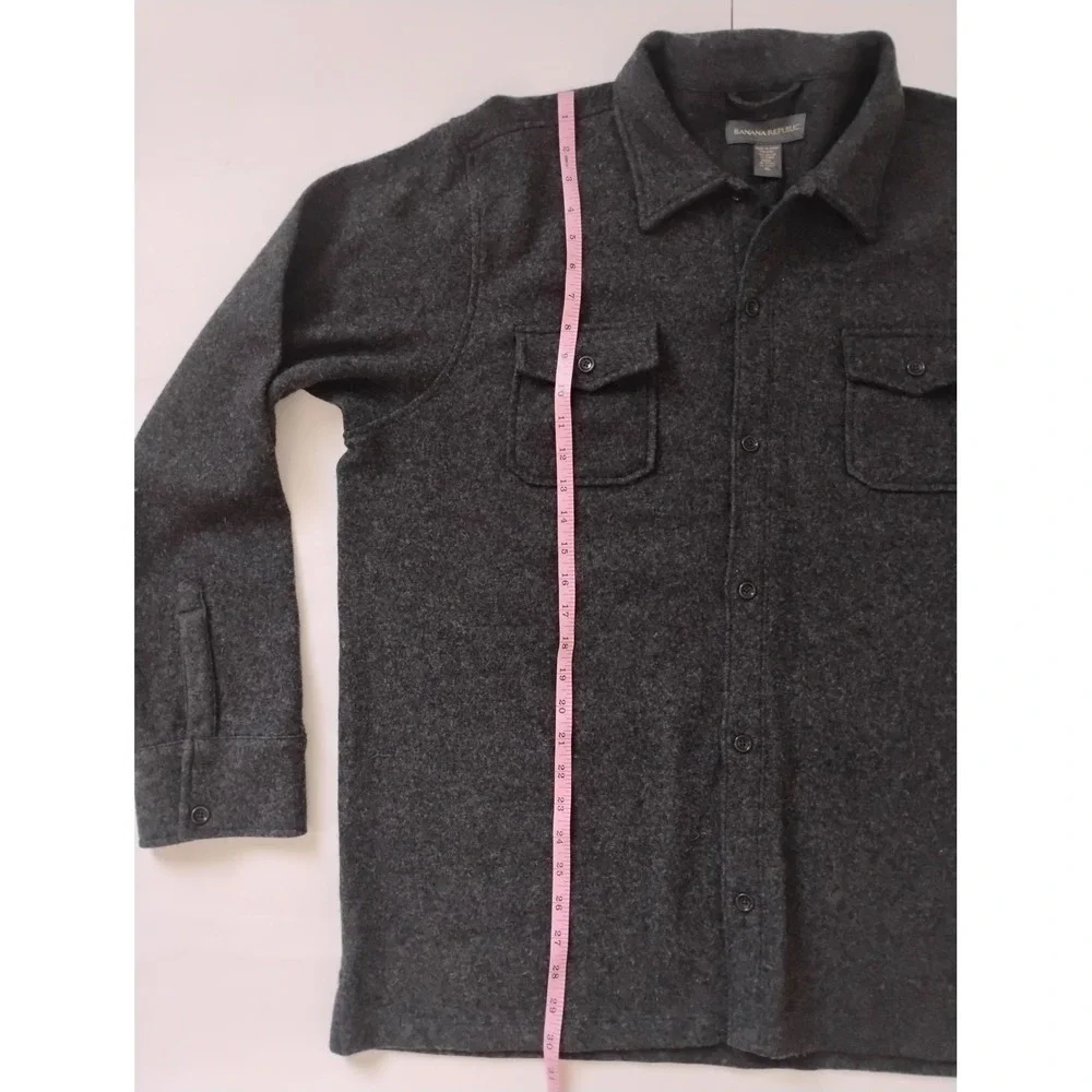 Vintage Banana Republic Shirt Jacket Mens XL Gray Wool Blend Button Up Overshirt
